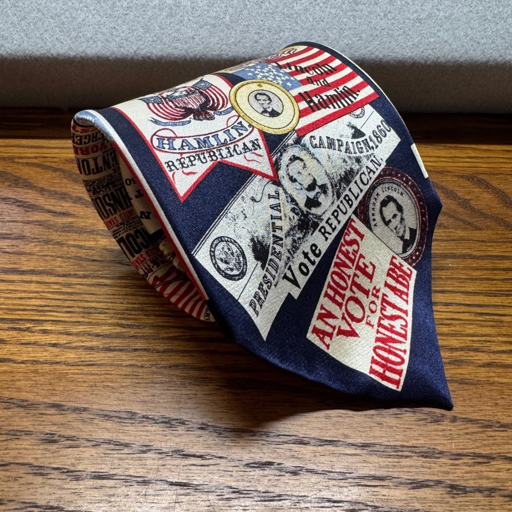 Museum Artifacts Abraham Lincoln Campaign Silk Tie Navy Blue History 1860 1864
